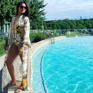 Versace inspired bathing suit and kimono